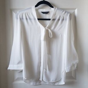 Dorothy Perkins White Blouse w Neck Ribbon UK Sz 6